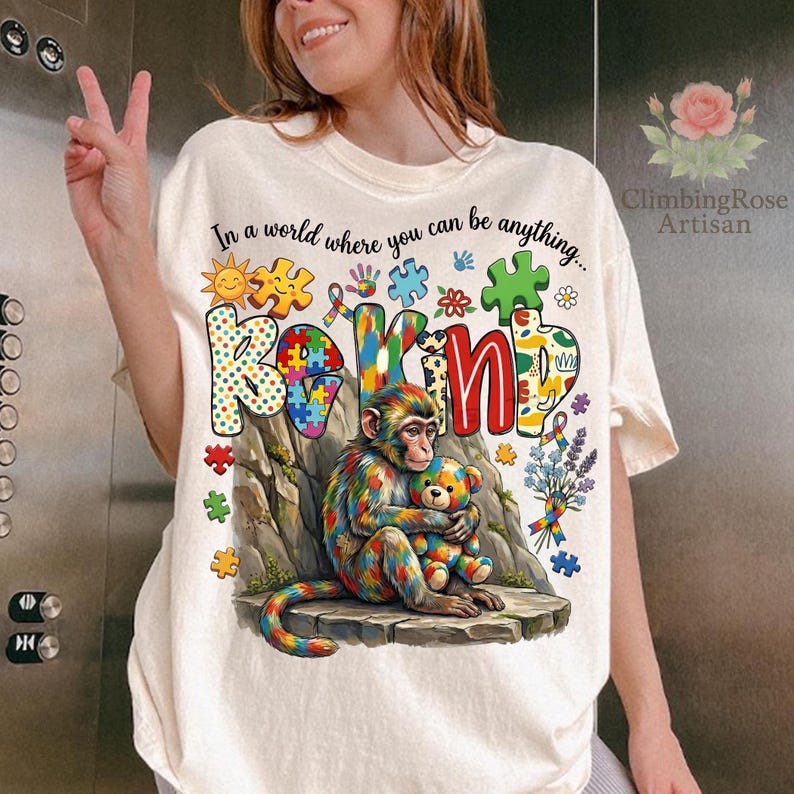 Autism Be Kind Message PNG, Kindness Matters Png, Autism Punch Monkey ...