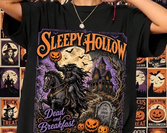 Sleepy Hollow Halloween PNG, Retro Horror Headless Horseman Design, Vintage Fall Art, Spooky Ichabod Crane Gift