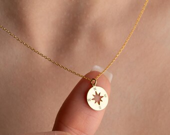 Dainty Compass Necklace , Sterling Silver Coordinate Necklace for Adventurer, Nautical Necklace, Graduation Women Gift for Travelers