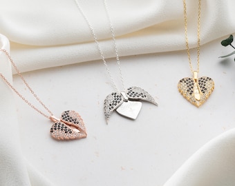 Collana con ali d'angelo personalizzate, delicata collana con ali d'angelo in oro con nome, collana commemorativa personalizzata, collana con ali d'angelo custode per la mamma