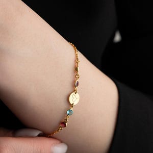 Custom Birthstone Bracelet Personalized Birthstone Bracelet Dainty Family Birthstone Bracelet for Mom Multiple Birthstone Bracelet for Women