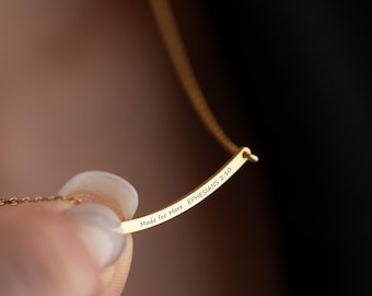 Bible Verse Necklace, Cute Christian Jewelry For Women, Jesus Necklace, Christian Gift Christmas Necklace for Her Dainty Curved Bar Necklace