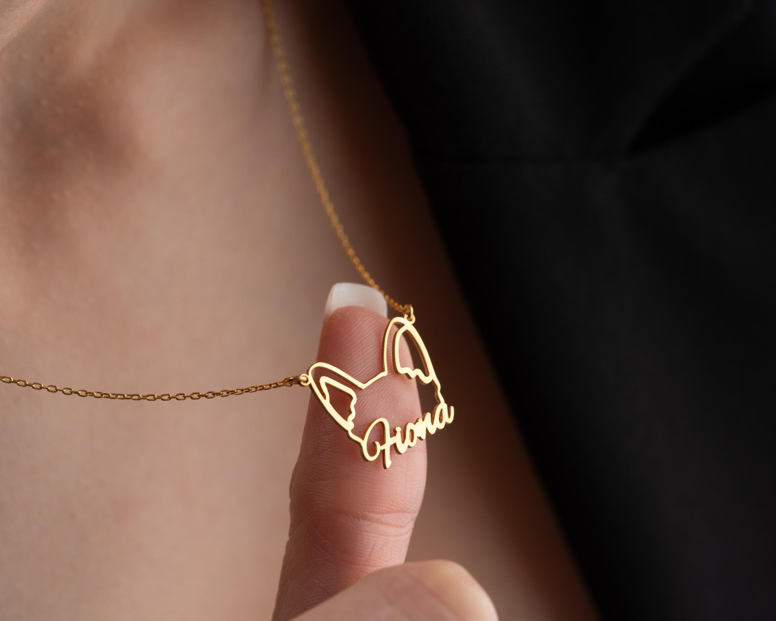 Sterling Silver Dog Necklace Dog Ears Necklace Pet Memorial Necklace…