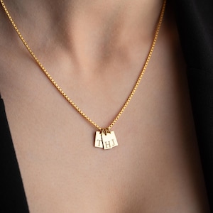 Box Chain Bar Necklace for Women Dainty Initial Tag Necklace Personalized Initial Necklace for Her Personalized Bar Necklace for Mom