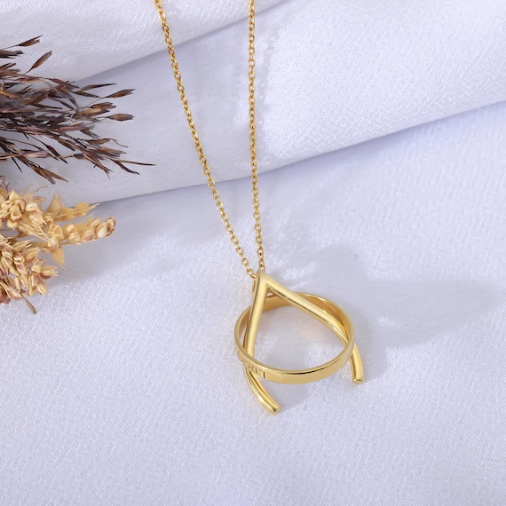 Engagement Ring Ring Holder Necklace 14K Gold Ring Holder