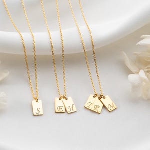 Dainty Letter Necklace Personalized Initial Tag Necklace for Women Custom Initial Necklace for Her Personalized Bar Necklace for Mom