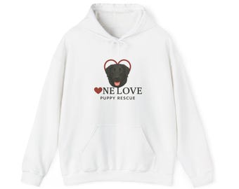 One Love Puppy Rescue Hoodie, Love for Dogs, Pet Lover Gift, Animal Charity Support, Unisex Sweatshirt, Dog Adoption Awareness