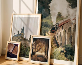 Wizard School Prints: Mystical Train and Castle Art, Whimsical Home Decor, Magic School Wall Art - Digital Download