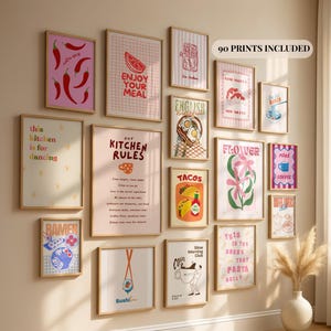 Mega Retro Kitchen Gallery Wall Art Set of 90, Eclectic Food Prints, Vintage Retro Aesthetic Kitchen Decor, Digital Download