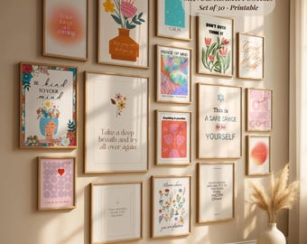 Mental Health Posters Bundle, Therapy Office Wall Art Set of 30, Inspirational Quote Prints, Counselor Office Decor, Digital Download