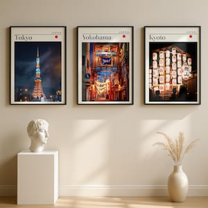 japan travel wall art set of 3 printable, tokyo yokohama kyoto city posters photography prints
japan wall art set printable, tokyo tower yokohama street kyoto lanterns travel decor
japanese city wall art set of 3, tokyo yokohama kyoto posters modern travel prints