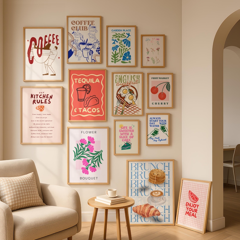 Mega Retro Kitchen Gallery Wall Art Set of 90, Eclectic Food Prints ...