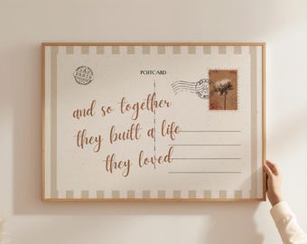 Postal de amor neutra para imprimir, arte minimalista romántico para la pared, impresión de postal vintage, regalo para parejas, estética para el dormitorio (descarga digital)
