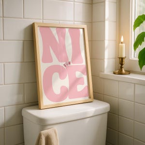 Leuke kont Art Print, grappige badkamer muurkunst, gewaagde roze typografie poster, neutraal toilet decor, slaapkamer afdrukbare, digitale download