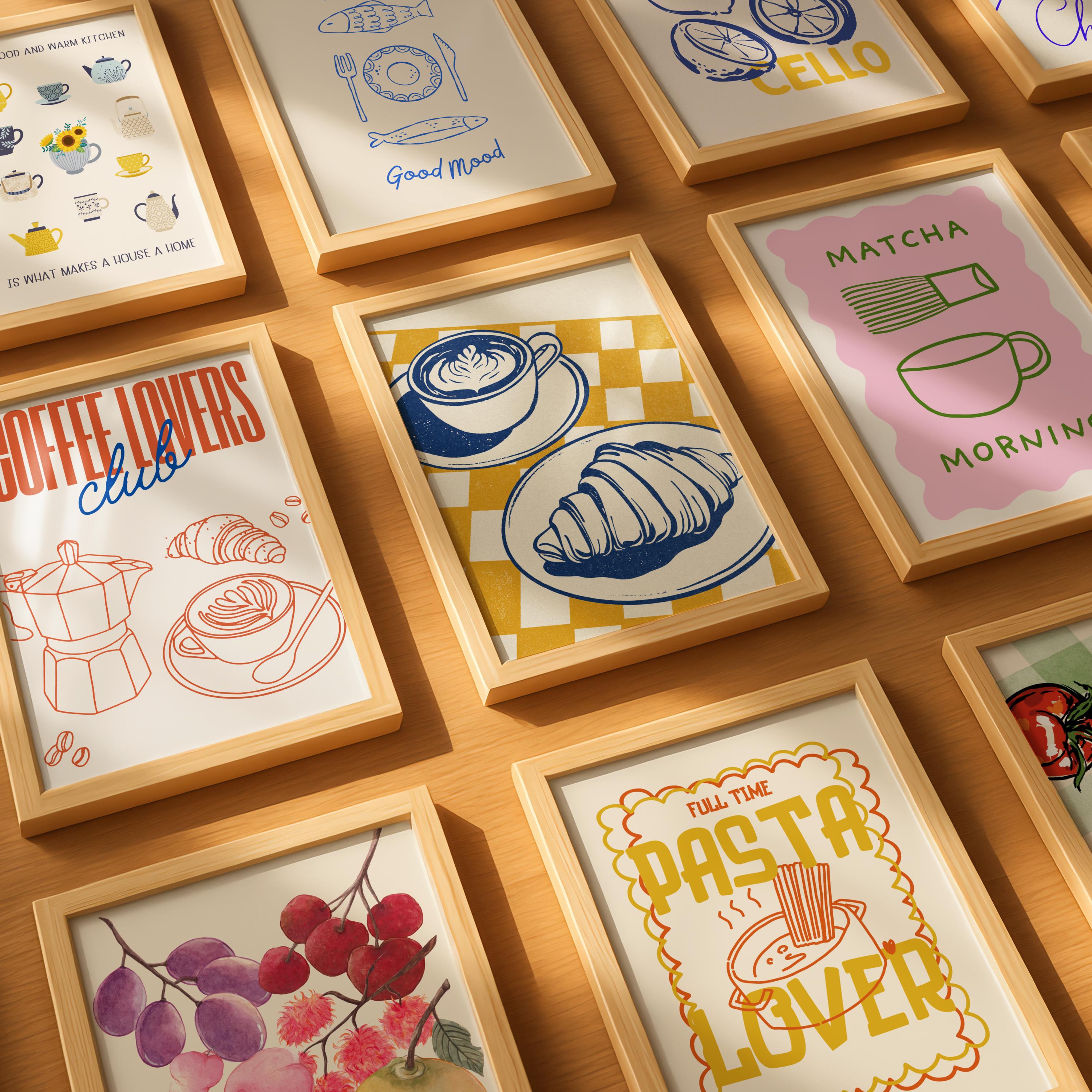 60 Retro Kitchen Gallery Wall Art Set, Trendy Food & Drink Prints ...