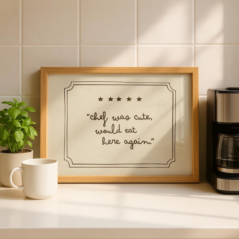 minimalist neutral kitchen decor funny quote poster
