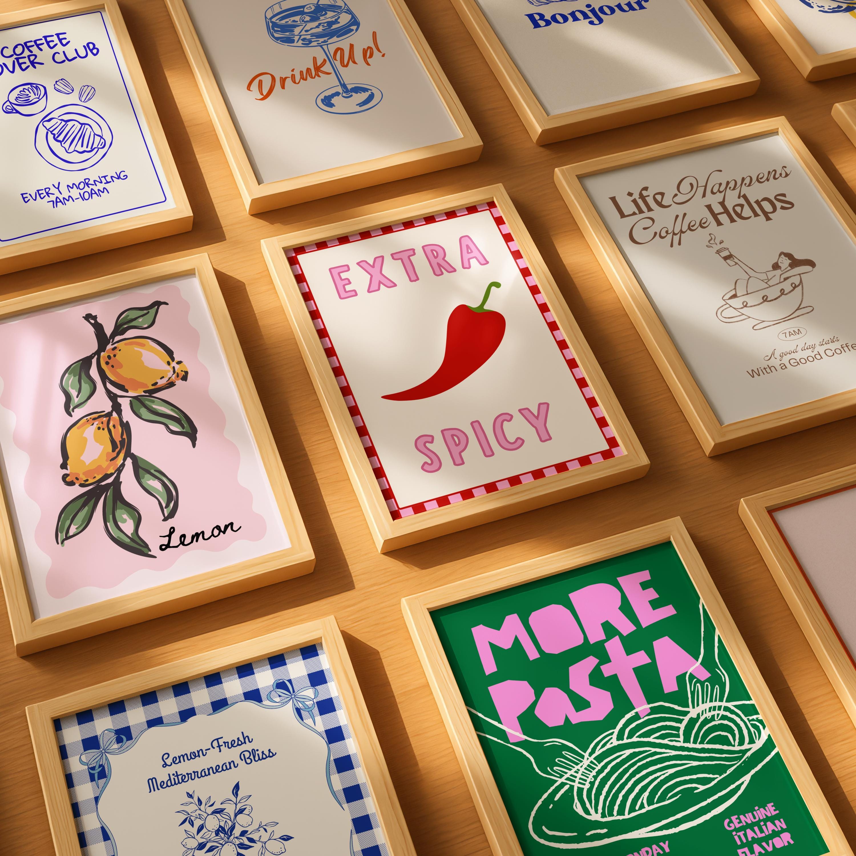 60 Retro Kitchen Gallery Wall Art Set, Trendy Food & Drink Prints ...