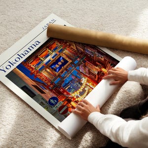 Japanese city photography wall decor set neutral modern interior styling