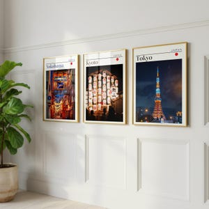 Tokyo Kyoto Yokohama Japanese city wall art printable set for gallery wall decor