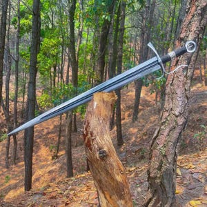 Handmade 31 inch Black Leather Sheath Viking Sword | Christmas Gifts | Made From Leaf Spring 5160 Carbon Steel