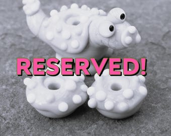 Reserved for Deb Sprinklesaurus with Doughnuts & Teal Set Lampwork Glass Bead NLC Beads