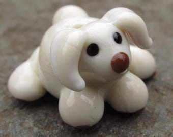 Ivory Easter Bunny Rabbit Lampwork Glass Bead NLC Beads