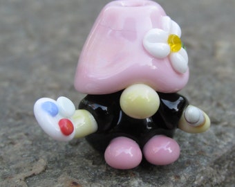 Artist Garden Gnome Lampwork Glass Bead NLC Beads