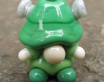 Frankenstein Halloween Garden Gnome Lampwork Glass Bead NLC Beads