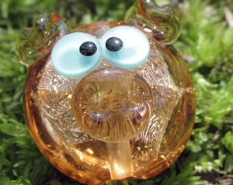 Dichroic Amber Pink Pig Face Lampwork Glass Bead NLC Beads
