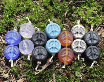 Your Choice Tumbled Etched Peace Bead Pairs Lampwork Glass Bead NLC Beads