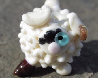 Pirate Eye Patch Peg Leg Sheep Lamb Ewe Lampwork Glass Bead NLC Beads