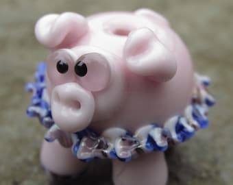 Ballerina Tiny Dancer Pig Lampwork Glass Bead NLC Beads