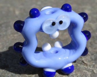 Blue Screaming Alien Lampwork Glass Bead NLC Beads