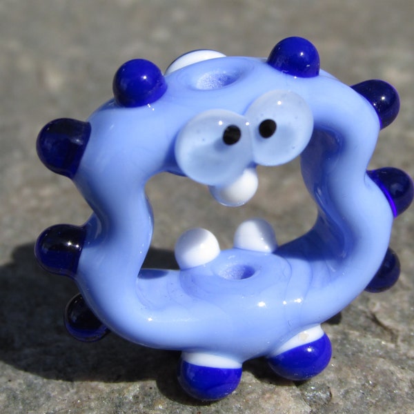 Blue Screaming Alien Lampwork Glass Bead NLC Beads