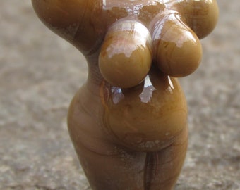 Clearance Sale Brown Goddess Totem Strength Fertility Lampwork Glass Bead NLC Beads