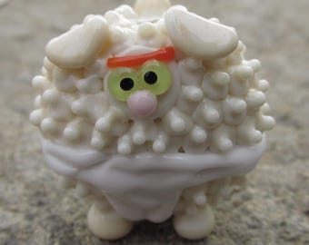 Sumo Wrestler Lentil Sheep Lamb Ewe Lampwork Glass Bead NLC Beads