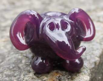 Purple Translucent Elephant Lampwork Glass Bead NLC Beads