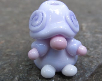 Purple Lilac Lavender Flowers Floral Garden Gnome Lampwork Glass Bead NLC Beads