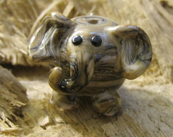 Organic Silvered Ivory Elephant Lampwork Glass Bead NLC Beads