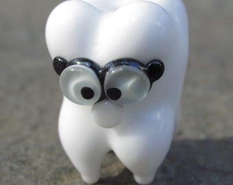 Wisdom Tooth With Glasses Teeth Lampwork Glass NLC Beads
