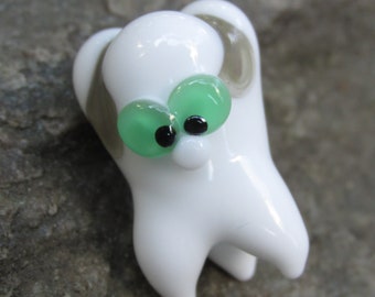 Decayed Anxious Tooth Teeth Lampwork Glass NLC Beads