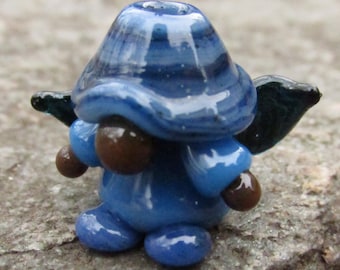 Sparkly Blue Angel Fairy Garden Gnome Lampwork Glass Bead NLC Beads