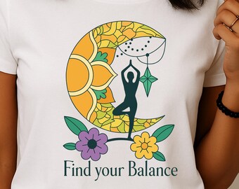 Yoga Moon T-Shirt: Boho Spiritual Fitness Tee for Women