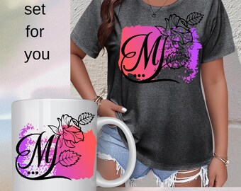 Butterfly Floral Monogram Shirt and Mug Set – Personalized Gift