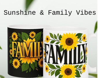 Rustic Sunflower Family Mug: Cozy Farmhouse Coffee Cup