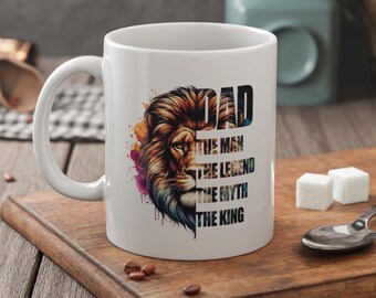 Dad Coffee Mug with Lion – Father’s Day Gift, The Man The Legend The King