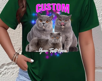 Custom Pet Portrait T-Shirt: Personalized Cat Photo Tee, Cat Lover Gift