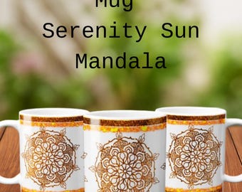 Golden Mandala Mug: Boho Spiritual Coffee Cup for Yoga & Meditation