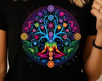 Chakra Tree of Life T-Shirt: Spiritual Yoga Mandala Design