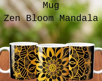 Gold Mandala Yoga Mug: Mindfulness Coffee Cup for Women